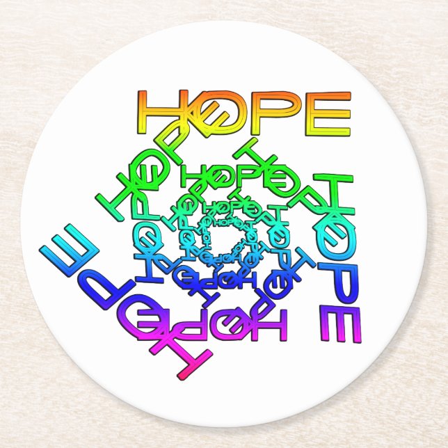 Coaster With MultiColor Word HOPE Written (Front)