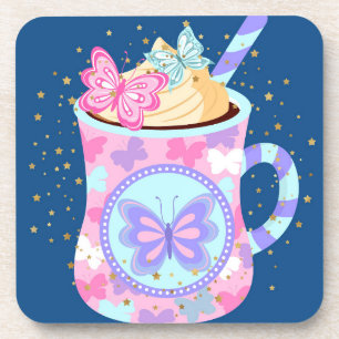 Coaster with Pretty Mug & Butterflies