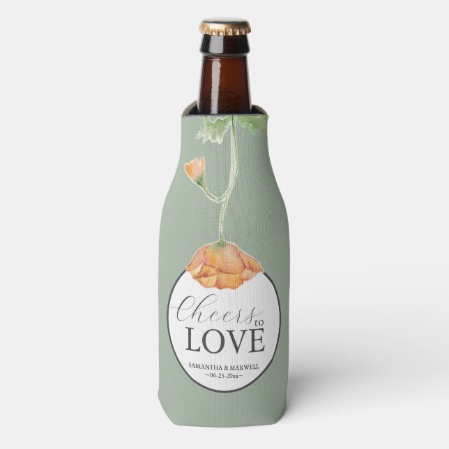 Coasters Cheers Wildflower Wedding Theme Bottle Cooler (Bottle Front)