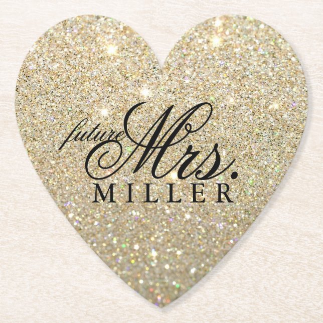 Coasters - Glitter Heart Fab future Mrs. (Front)