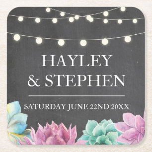 Coasters Pastels Succulents Rustic Wedding Party