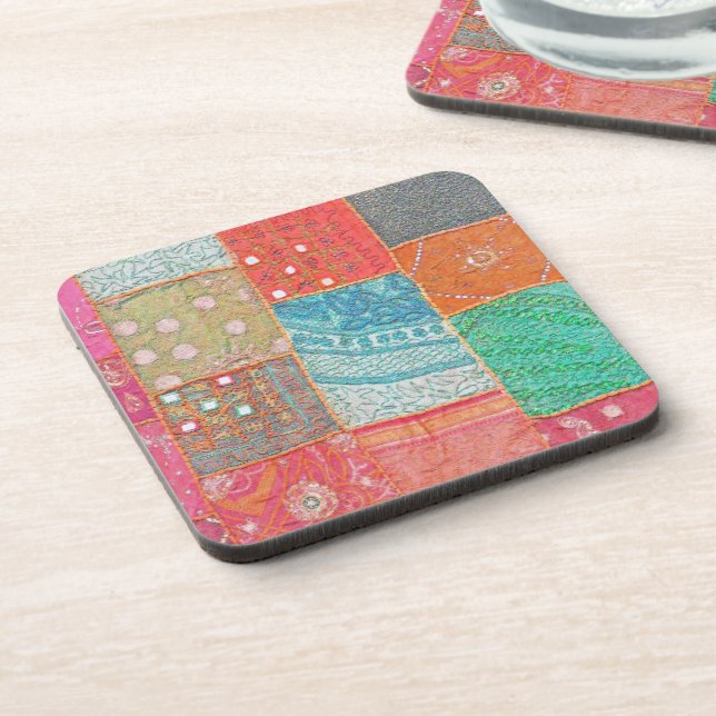 COASTERS/SET OF 6 "PATCHWORK MULTI-COLOR" COASTER (Left Side)