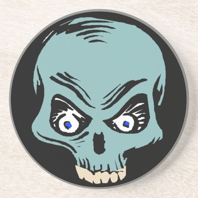 Coasters Skull half teal freaky scary gifts gift (Front)