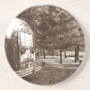 Coasters Vintage aluminium camper Boondocking Lake