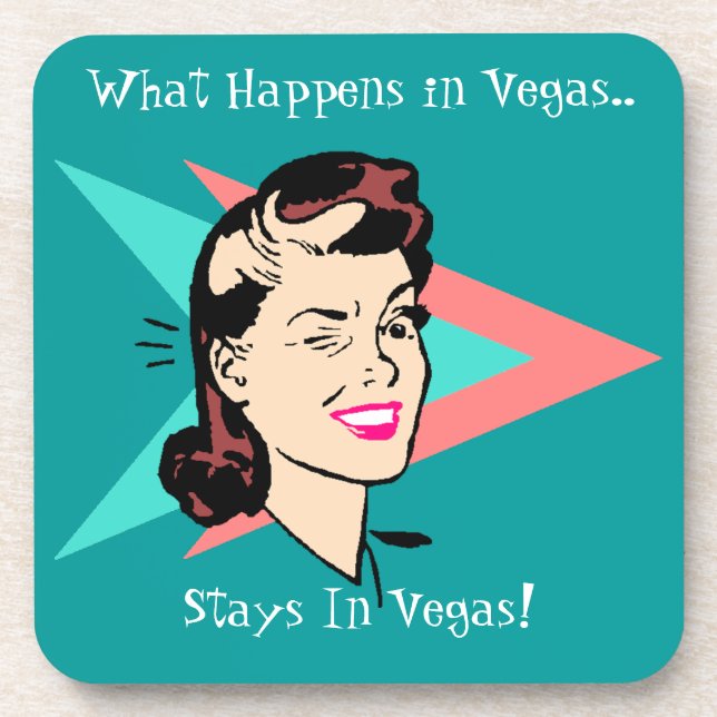 Coasters Vintage Winking Wink Gal Fun Vegas Humour (Front)