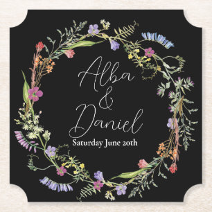 Coasters Wedding Wildflowers Floral Ditsy Dark