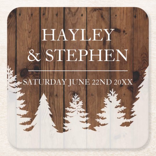 Coasters Wood Trees Xmas Rustic Wedding Party