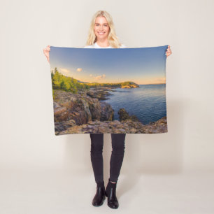 Coastline Acadia National Park, Schooner Head Fleece Blanket