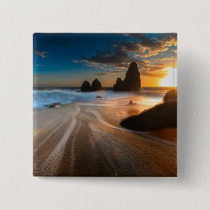 Coastline At Sunset Northern California 15 Cm Square Badge
