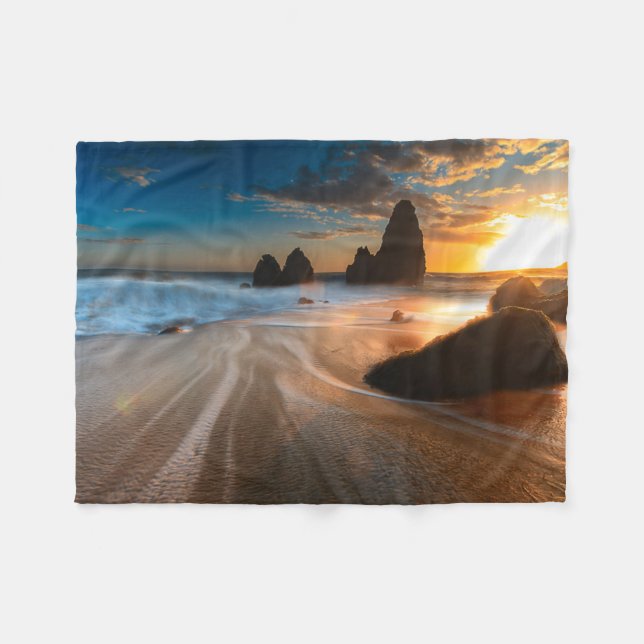 Coastline At Sunset | Northern California Fleece Blanket (Front (Horizontal))