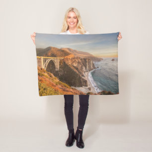 Coastline Bixby Bridge, Big Sur California Fleece Blanket