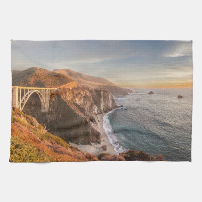 Coastline | Bixby Bridge, Big Sur California Tea Towel (Horizontal)