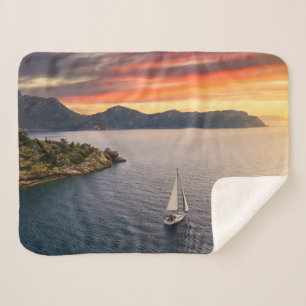 Coastline   Bodrum, Turkey Sherpa Blanket