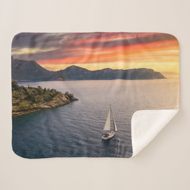 Coastline | Bodrum, Turkey Sherpa Blanket (Front (Horizontal))
