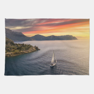 Coastline   Bodrum, Turkey Tea Towel