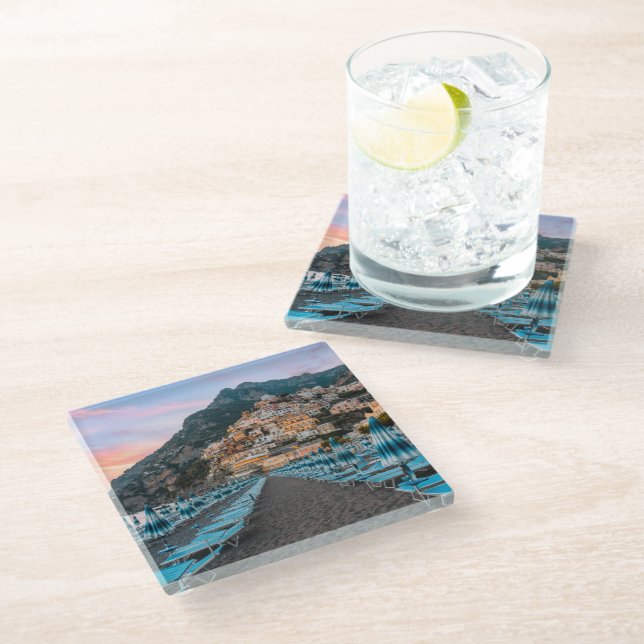 Coastline | Campania, Italy Glass Coaster (Angled)