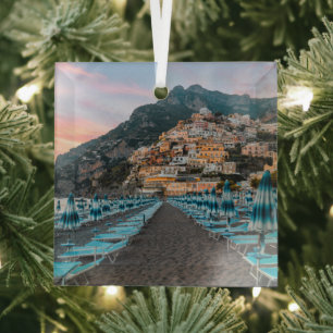Coastline   Campania, Italy Glass Tree Decoration