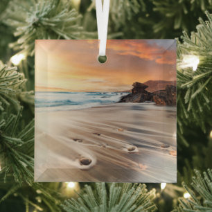 Coastline   Canary Islands, Spain Glass Tree Decoration