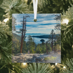 Coastline Emerald Bay, Lake Tahoe, California Glass Tree Decoration