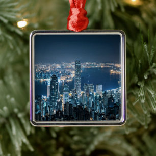 Coastline Hong Kong Island, Asia Metal Tree Decoration