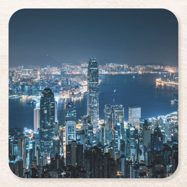 Coastline | Hong Kong Island, Asia Square Paper Coaster (Front)