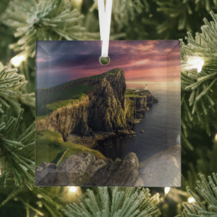 Coastline   Isle of Skye, Scotland Glass Tree Decoration