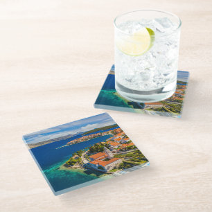 Coastline   Korcula Town, Korcula Island, Croatia Glass Coaster