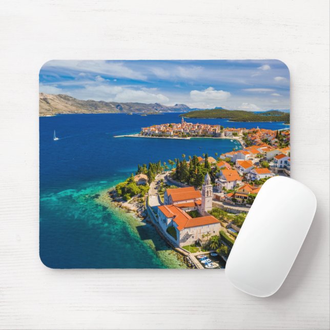 Coastline | Korcula Town, Korcula Island, Croatia Mouse Mat (With Mouse)