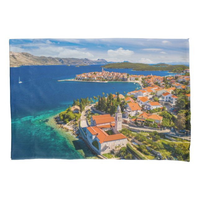 Coastline | Korcula Town, Korcula Island, Croatia Pillowcase (Front)