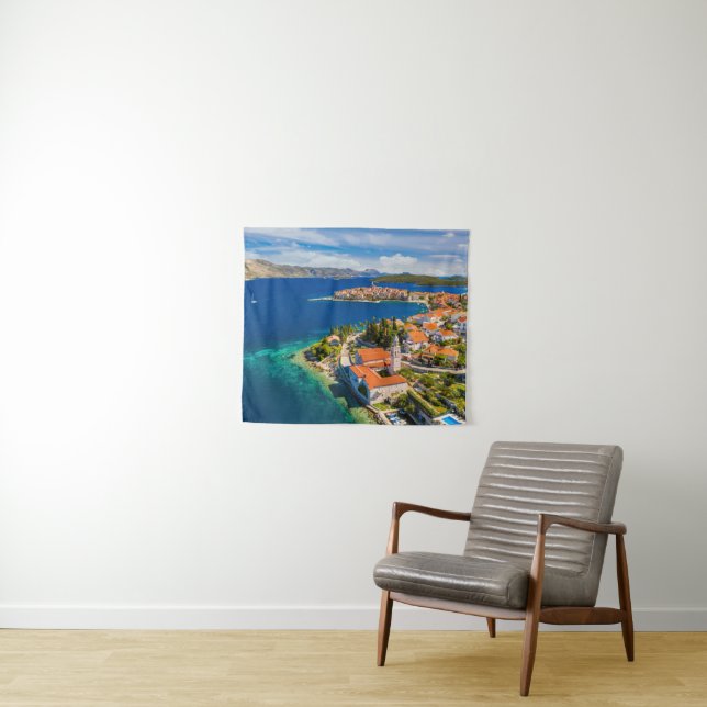 Coastline | Korcula Town, Korcula Island, Croatia Tapestry (In Situ (Horizontal))