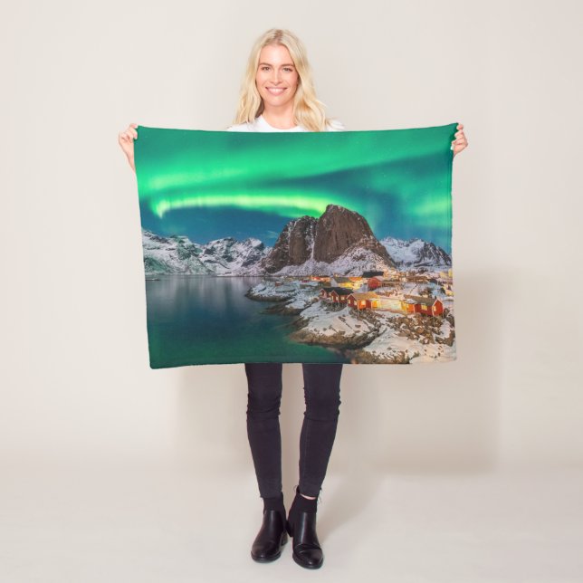 Coastline | Lofoten Islands, Hamnoy, Norway Fleece Blanket (In Situ)