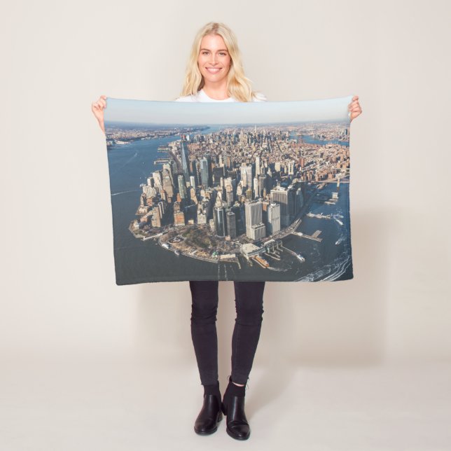 Coastline | Manhattan, New York City Fleece Blanket (In Situ)