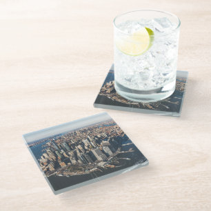Coastline   Manhattan, New York City Glass Coaster
