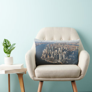 Coastline   Manhattan, New York City Lumbar Cushion