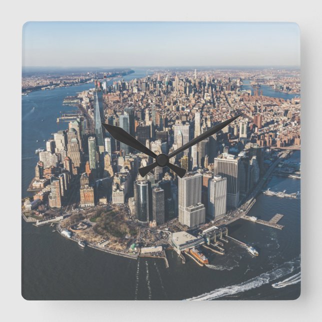 Coastline | Manhattan, New York City Square Wall Clock (Front)