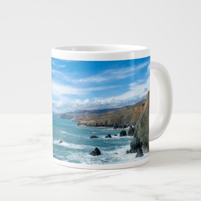 Coastline | Marin Headlands, California Large Coffee Mug (Front Right)