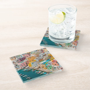 Coastline Naples Italy Glass Coaster