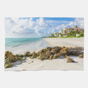 Coastline   Naples Pier, Southwest Florida Tea Towel