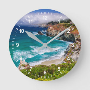Coastline Of Big Sur, California Round Clock