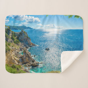 Coastline Palaiokastritsa, Corfu, Greece Sherpa Blanket