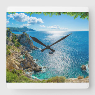 Coastline   Palaiokastritsa, Corfu, Greece Square Wall Clock