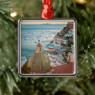 Coastline   Positano, Amalfi Coast, Italy Metal Tree Decoration