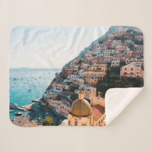 Coastline   Positano Italy, Cliffside Village Sherpa Blanket
