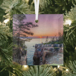 Coastline Ravens Nest Acadia National Park Maine Glass Tree Decoration