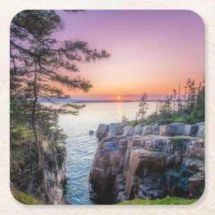 Coastline   Ravens Nest Acadia National Park Maine Square Paper Coaster