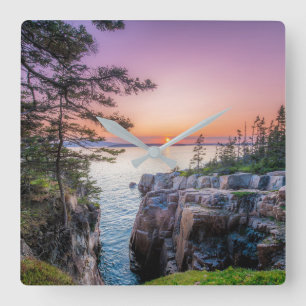Coastline Ravens Nest Acadia National Park Maine Square Wall Clock