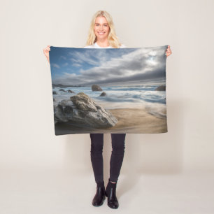 Coastline Stormy Big Sur, California Fleece Blanket