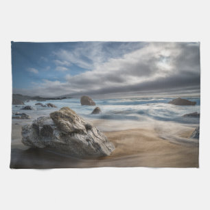 Coastline Stormy Big Sur, California Tea Towel