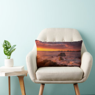 Coastline   Sunset Pacific Grove Carmel California Lumbar Cushion