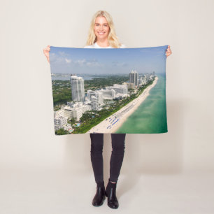 Coastline Urban Beach, Miami, Florida Fleece Blanket
